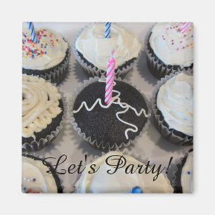 Frosted Cupcakes Let's Party Magnet