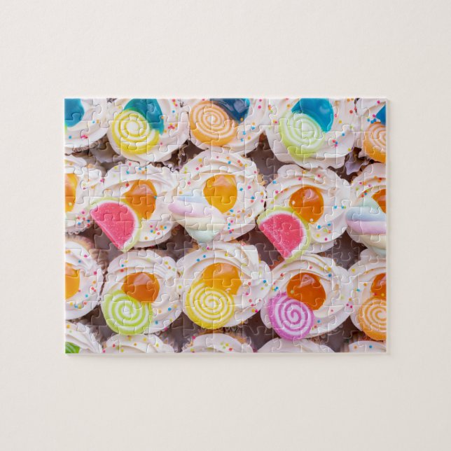 Frosted Cupcakes with Sprinkles and Decorations Jigsaw Puzzle (Horizontal)