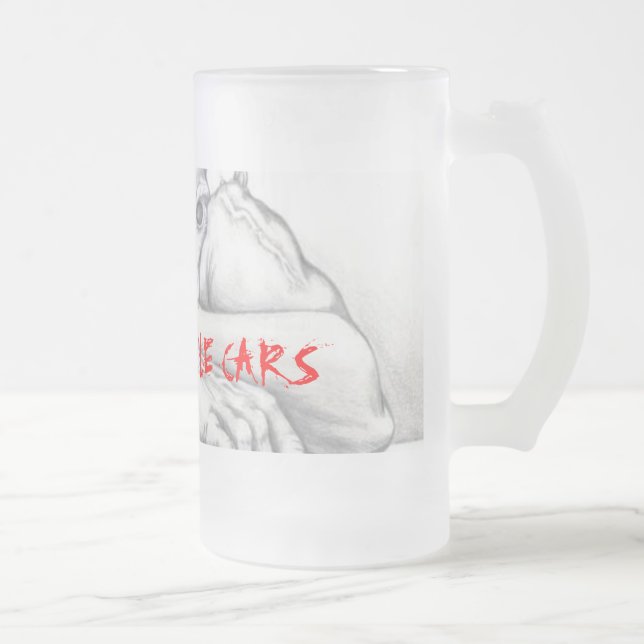 FROSTED DEMON BEER GLASS, DEMON MUSCLE CARS FROSTED GLASS BEER MUG (Right)