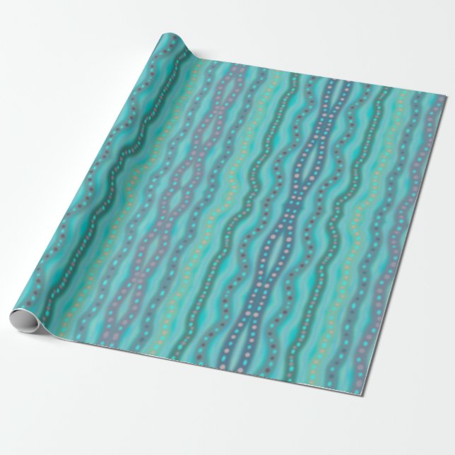 Frosted Dichroic Beach Glass Abstract Pattern Wrapping Paper (Unrolled)