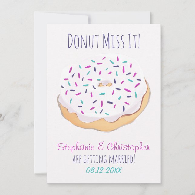 Frosted Doughnut Miss It Wedding Save The Date (Front)