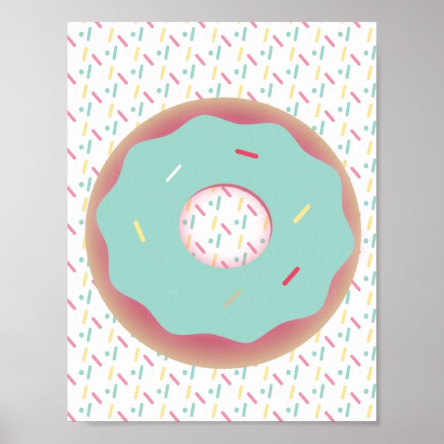 Frosted Doughnut Sprinkles Wall Art Teal Poster (Front)