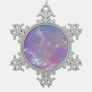Frosted Dreaming Snowflake Pewter Christmas Ornament