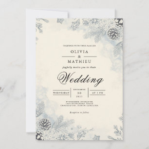 Frosted Evergreen Arch Wedding Invitation