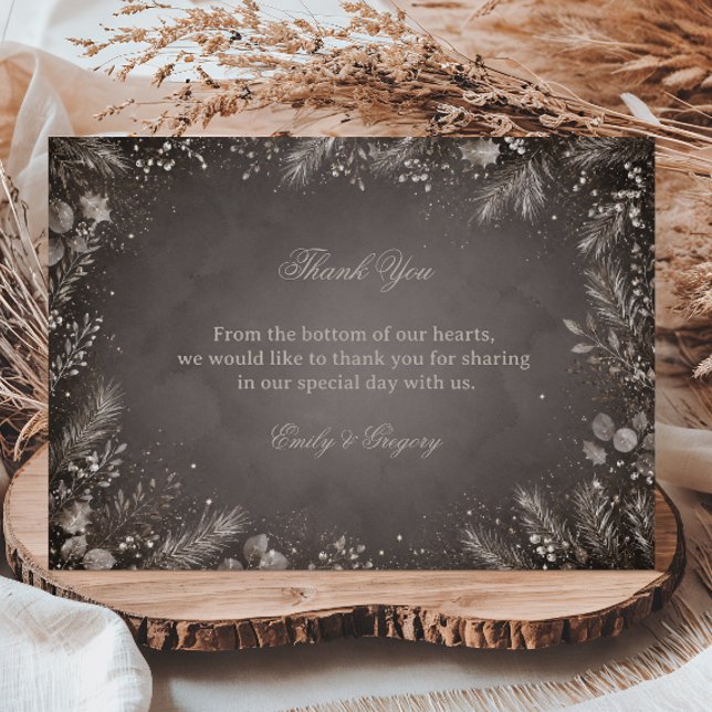 Frosted Evergreens Beneath Gentle Thank You Card (Creator Uploaded)