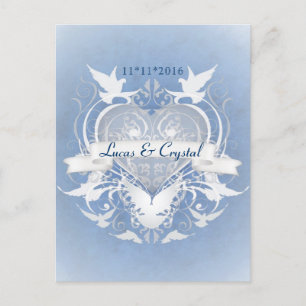 Frosted Fairy Tale Blue Save The Date Postcard