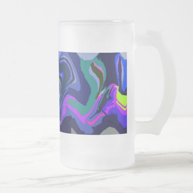 Frosted Fiesta 3 (blue) Glass Mug (Right)