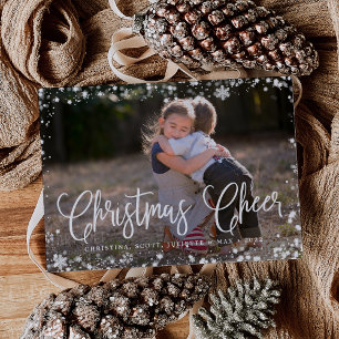 Frosted Frame   Christmas Cheer Horizontal Photo Holiday Card
