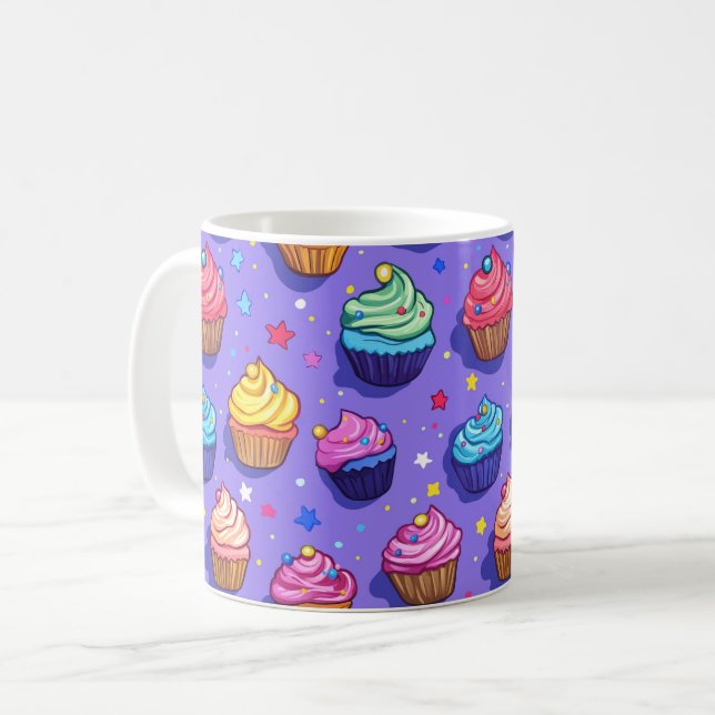 Frosted Fun Cupcake Pattern: Whimsical Bakery  Coffee Mug (Front Left)