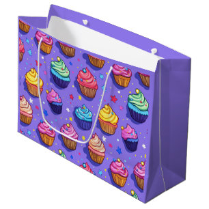 Frosted Fun Cupcake Pattern: Whimsical Bakery Large Gift Bag