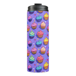 Frosted Fun Cupcake Pattern: Whimsical Bakery Thermal Tumbler