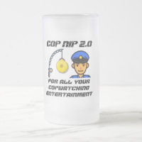 frosted glass beer mug  "COP NIP 2.0"