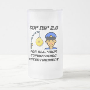 frosted glass beer mug  "COP NIP 2.0"
