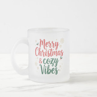 Frosted Glass Christmas Gift , Cozy Holiday Quote  Coffee Mug