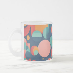 Frosted Glass Mug 10 oz - Minimalist Geometric Pat