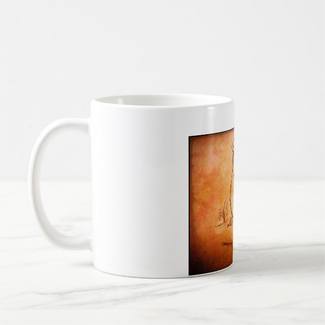 Frosted Glass Mug, 10 oz Rabbit in Desert  Coffee Mug (Left)