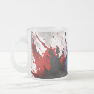 Frosted Glass Mug - 10 oz with Abstract Colour Spl
