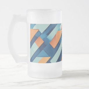 Frosted Glass Mug 16 oz - Minimalist Geometric 