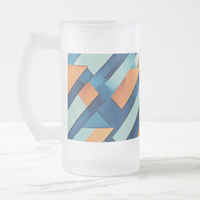 Frosted Glass Mug 16 oz - Minimalist Geometric  (Left)