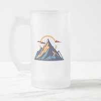 Frosted Glass Mug 16 oz - Serene Mountain Majesty