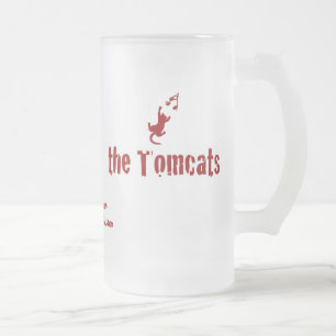 Frosted Glass Mug - Crimson Lettering