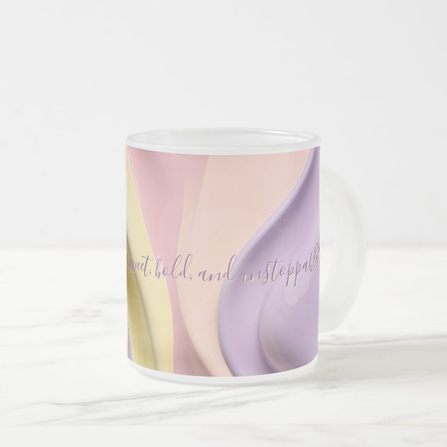 Frosted glass mug in stylish abstract graphic (Front Right)