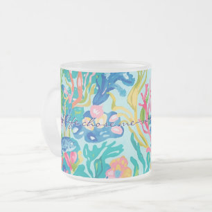 Frosted glass mug in stylish graphic