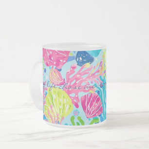 Frosted glass mug in stylish graphic