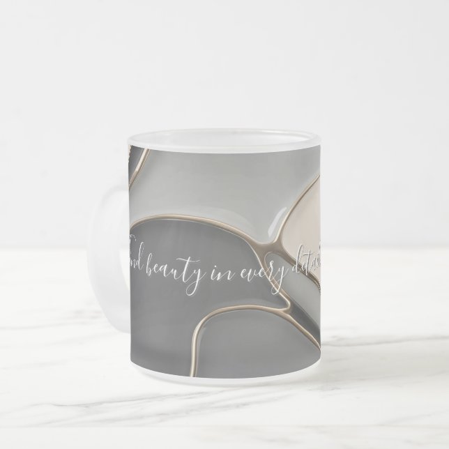 Frosted glass mug in stylish graphic (Front Left)