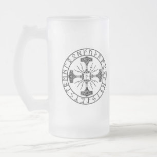 Frosted Glass Mug, Valhalla Oliver   Mjollnir Frosted Glass Beer Mug