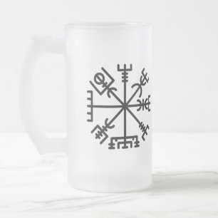 Frosted Glass Mug, Valhalla Oliver   Vegvisir Beer Mug