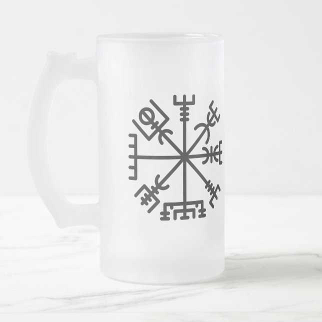 Frosted Glass Mug, Valhalla Oliver | Vegvisir Beer Mug (Left)