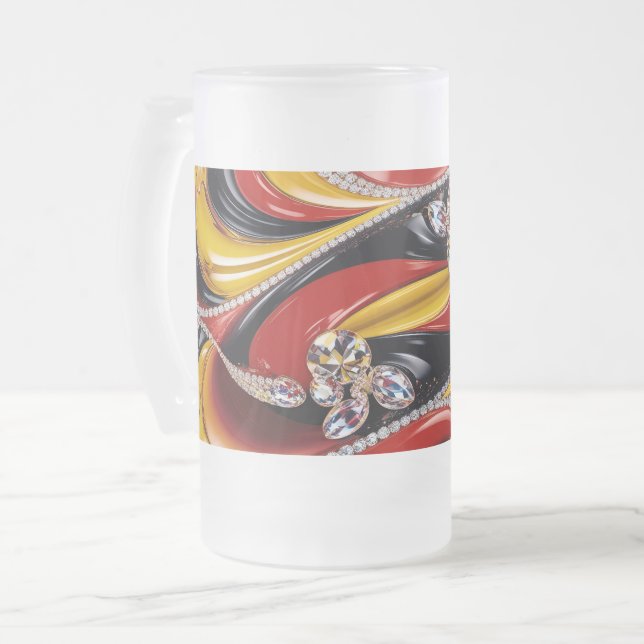 Frosted Glass Mug with Belgian Colours design (Front Left)