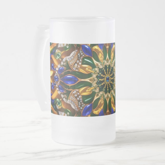 Frosted Glass Mug with Brazil Colours design (Front Left)