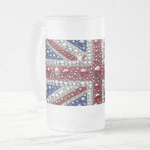 Frosted Glass Mug with British Colours design