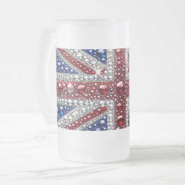 Frosted Glass Mug with British Colours design (Front Left)
