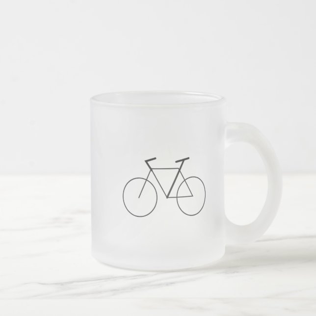 Frosted Glass Mug with Clean Bicycle Design (Right)
