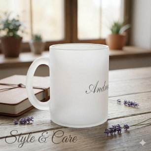 Frosted Glass Mug with Custom Name Touch