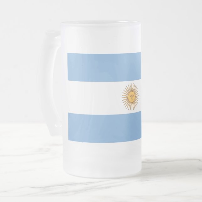 Frosted Glass Mug with flag of Argentina (Front Left)