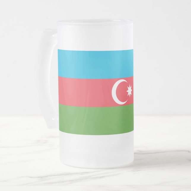 Frosted Glass Mug with flag of Azerbaijan (Front Left)