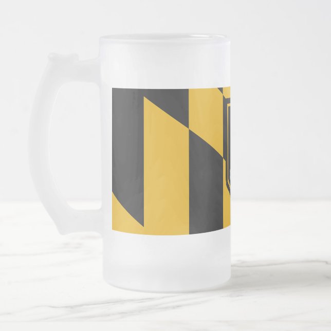 Frosted Glass Mug with flag of Baltimore, USA (Left)