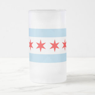 Frosted Glass Mug with flag of Chicago, USA