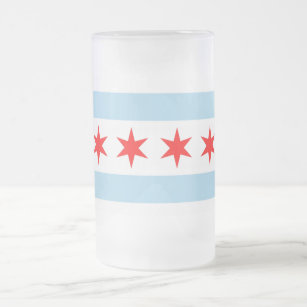 Frosted Glass Mug with flag of Chicago, USA