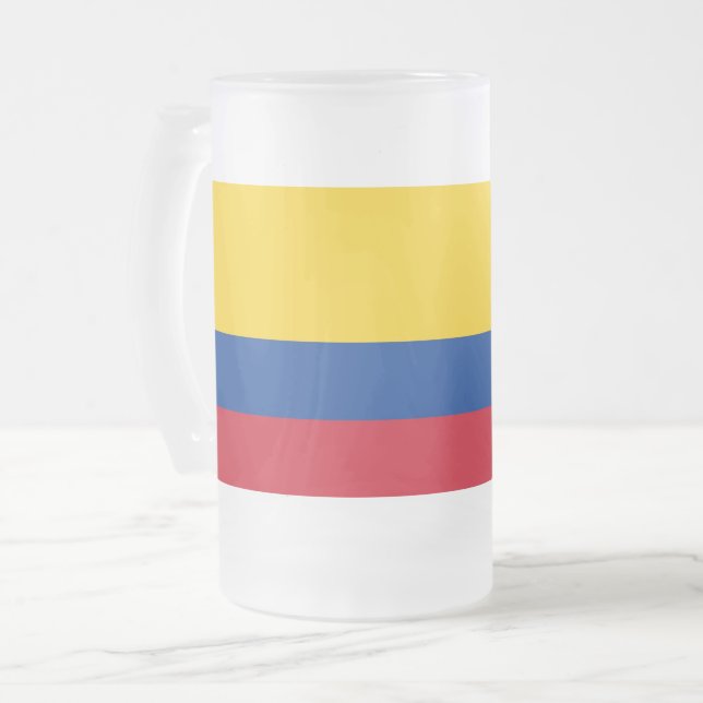 Frosted Glass Mug with flag of Colombia (Front Left)