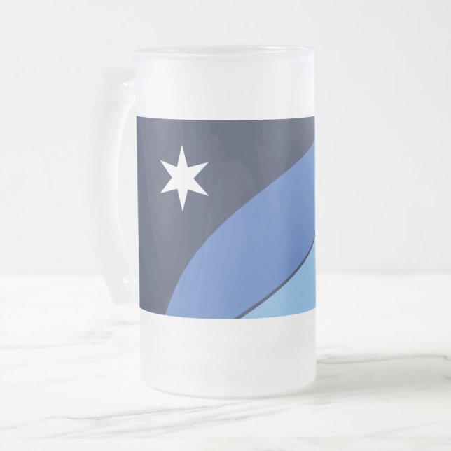 Frosted Glass Mug with flag of Columbia, SC (Front Left)