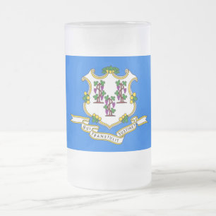 Frosted Glass Mug with flag of Connecticut, USA