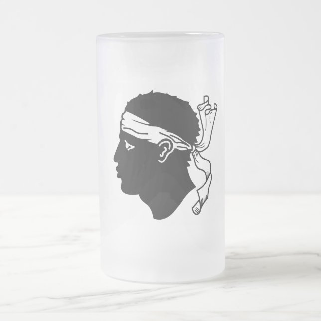 Frosted Glass Mug with flag of Corsica, France (Center)
