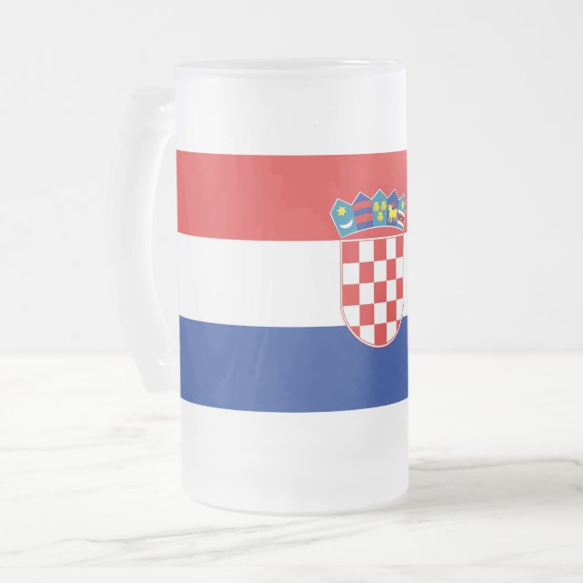 Frosted Glass Mug with flag of Croatia (Front Left)