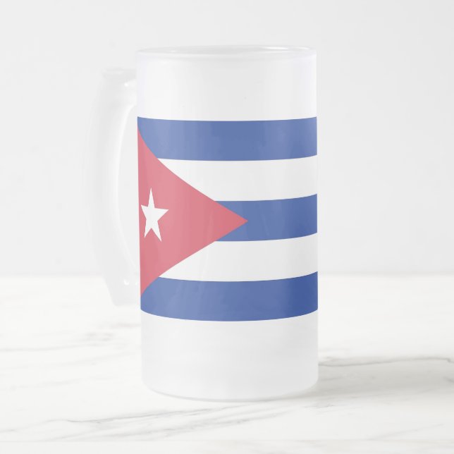 Frosted Glass Mug with flag of Cuba (Front Left)