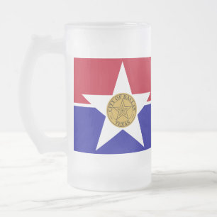 Frosted Glass Mug with flag of Dallas, USA
